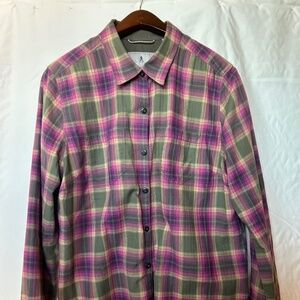 Royal Robbins Long Sl Lightweight Shirt Pink and Green W size L